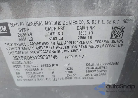 2012 Cadillac Srx Luxury Collection from USA, damaged, VIN 3GYFNDE31CS507146